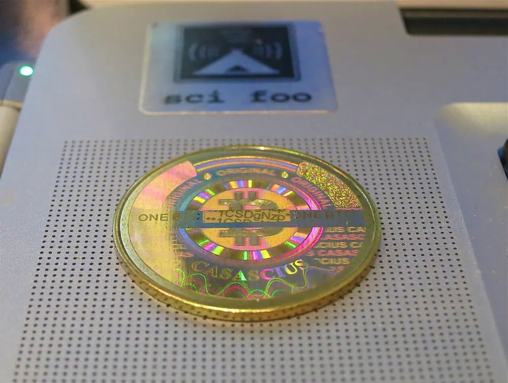 Physical Casascius bitcoin coin, for crypto CS2 gambling sites