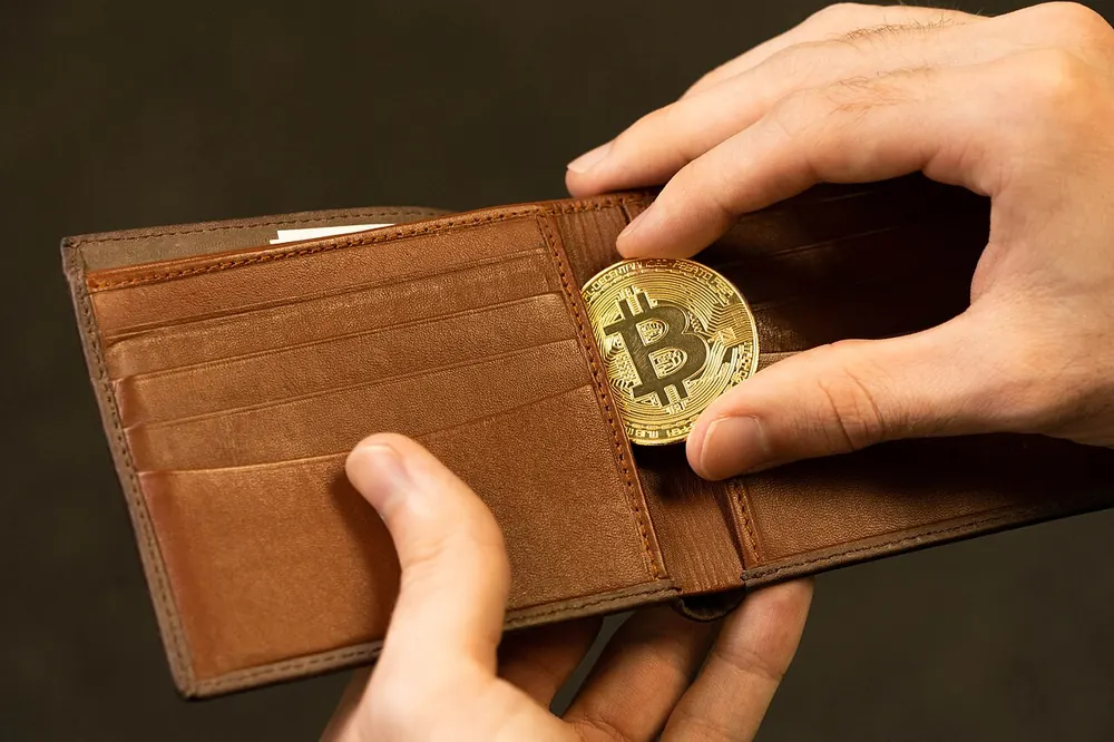 Bitcoin medallion tucked into a wallet, the money you lose to the Steam Market fee
