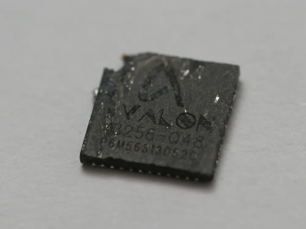 Close-up of a bitcoin mining chip