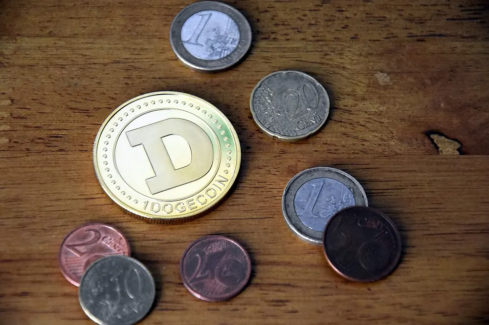 Assorted crypto coins on a table