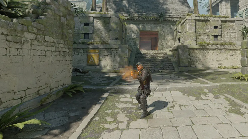 Counter-Strike 2 screenshot of an agent on a sunny stone path by ruins, for this guide on cs2 skin market crash