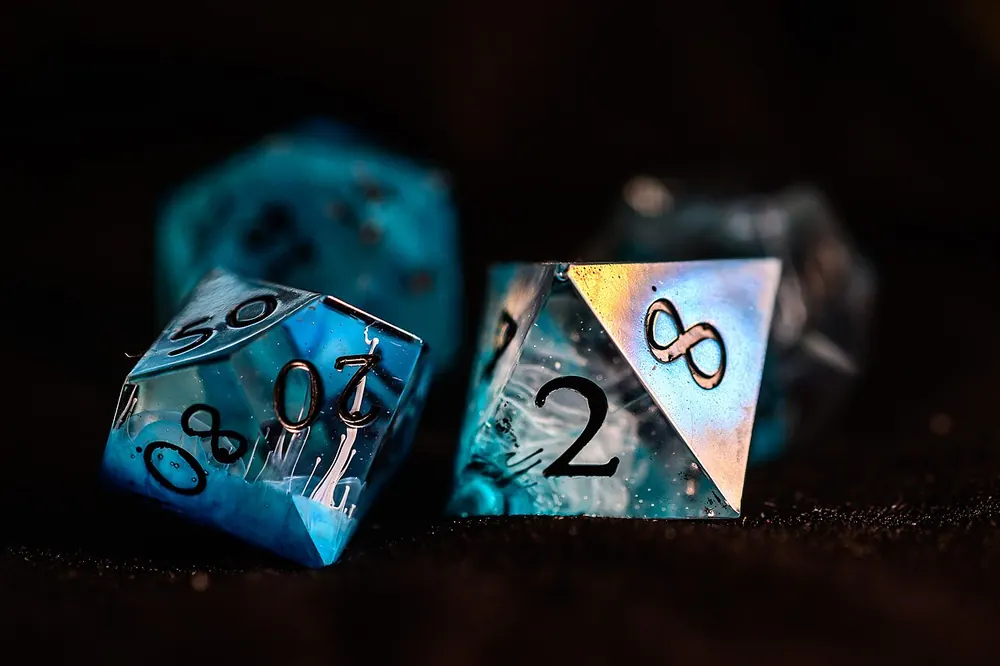 Handmade resin polyhedral dice, the luck factor behind any promo code