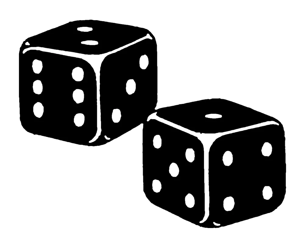 Two black dice on a white background