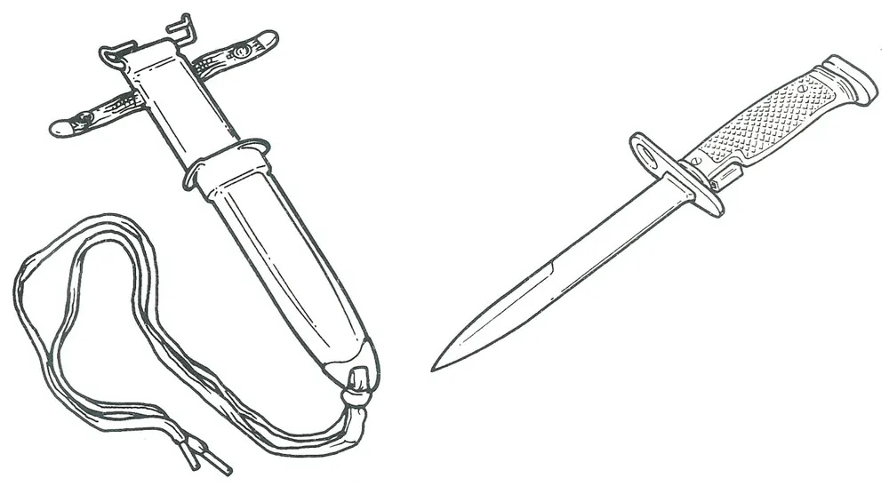 M6 bayonet knife with its scabbard