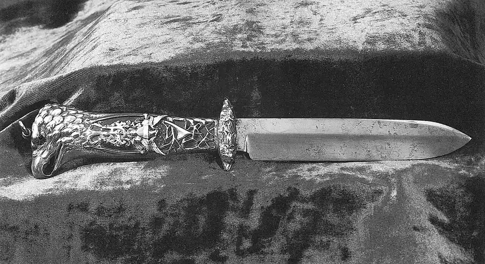 Ornate engraved hunting knife