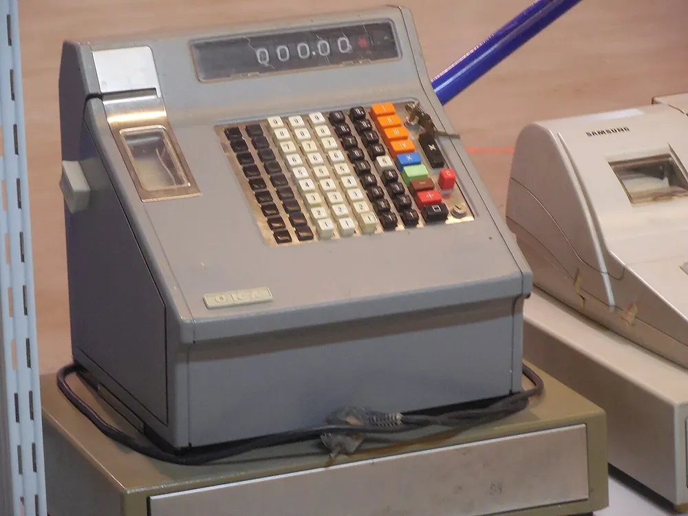Vintage cash register in a museum