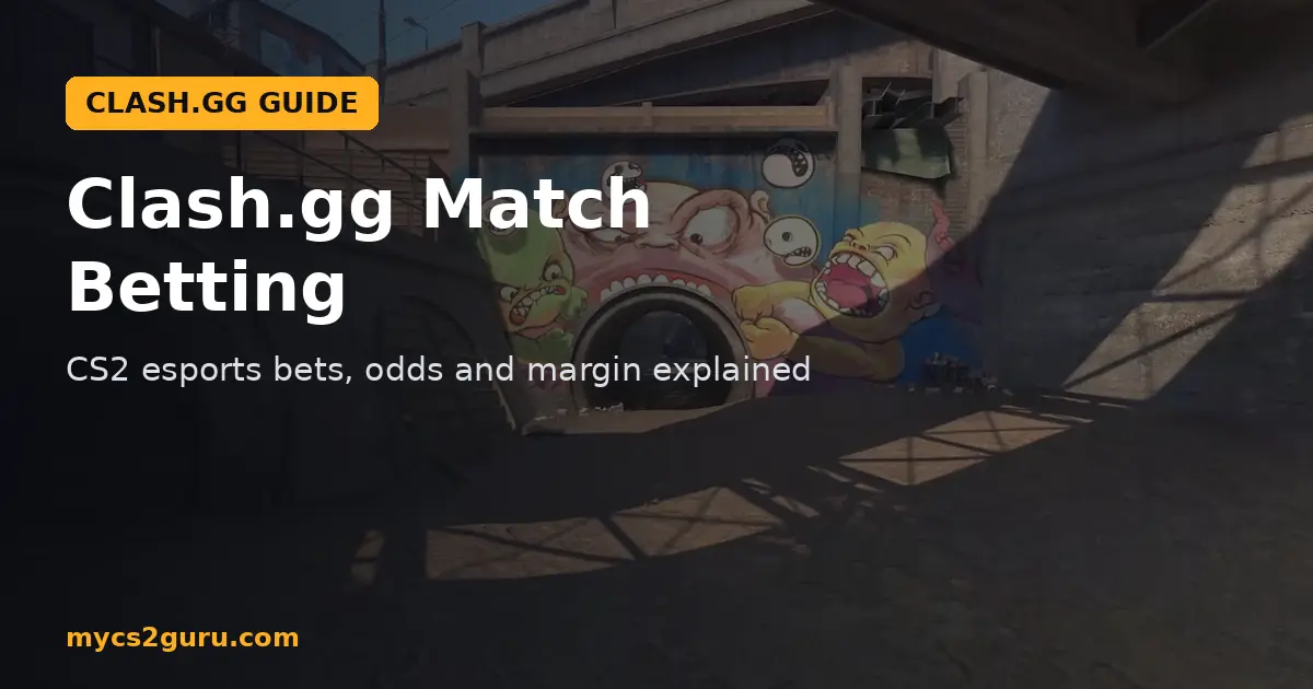 Clash.gg Match Betting headline graphic over a Counter-Strike 2 screenshot of a colorful mural over a tunnel