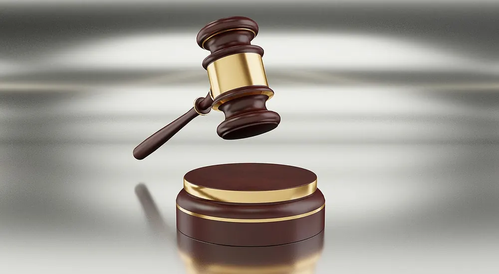3D render of a gavel on a block, the market setting the CS2 key price